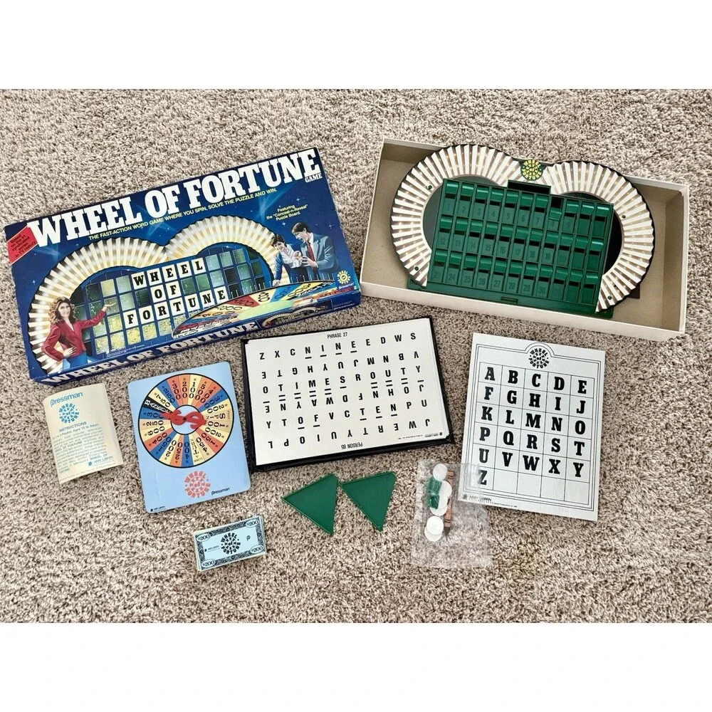 Vintage 1985 Wheel of Fortune Pressman Board Game Complete, Fan Collector Gift!